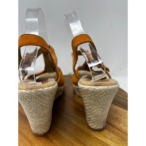 BOC Born Wedge Sandal Maureen T Strap Suede Orange Size 9‎ 40.5 - Picture 6 of 9